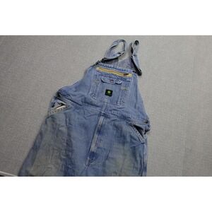 John Deere Overalls Mens 40x34 Blue Denim Bib Workwear Carpenter Utility Pockets